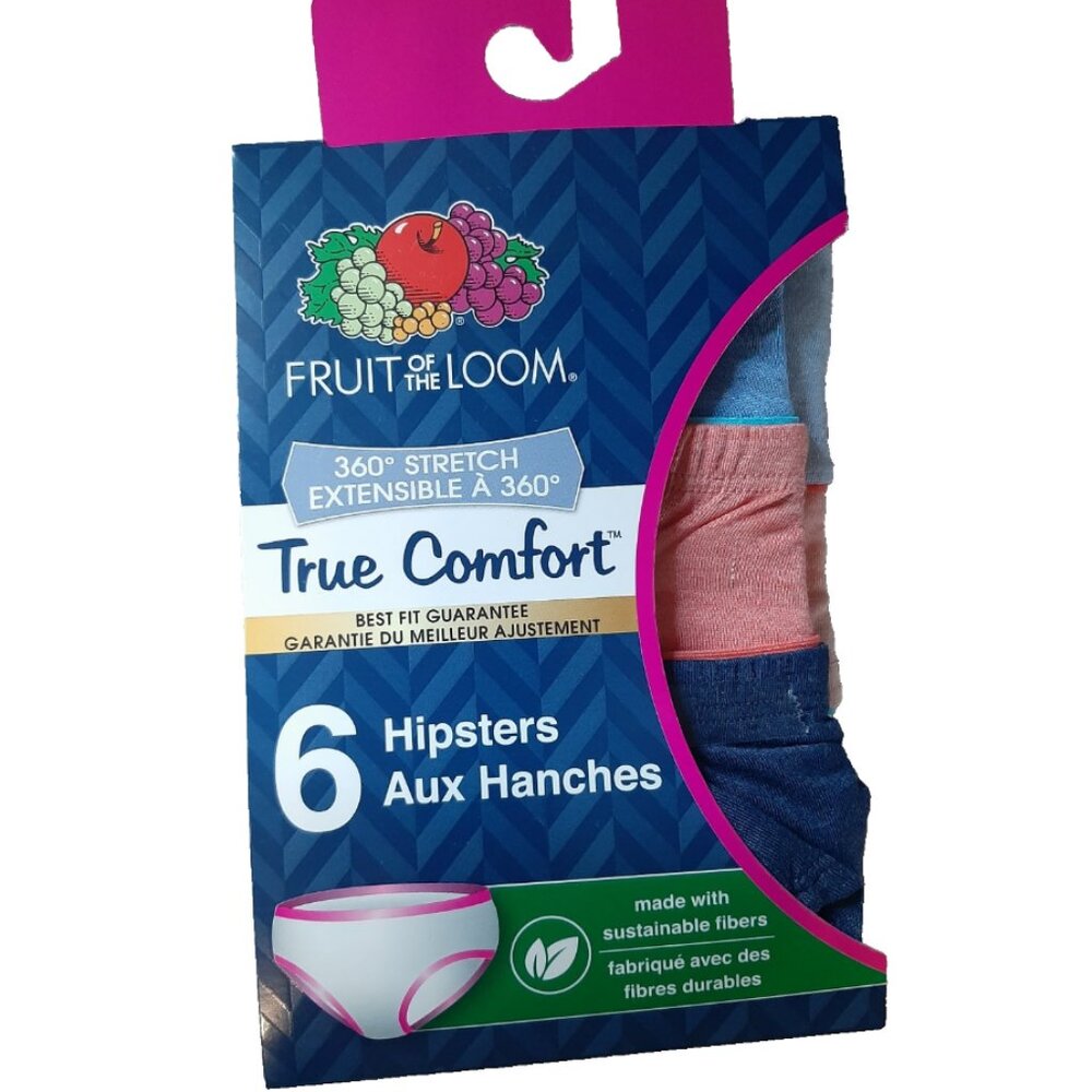 Fruit Of The Loom Girls True Comfort 360 Stretch Hipsters Size 6 Multicolor